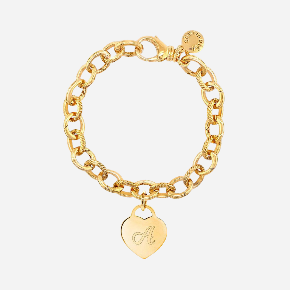 Medium Link 14k Gold Plated Adjustable Hanging Heart Charm