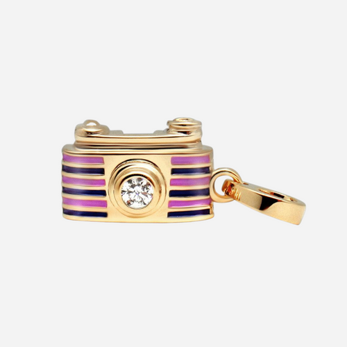 Pink/ Purple Camera Charmulet Delightful 14kt Gold Plated Interactive Charm. - charmulet-2020