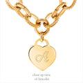 Medium Link 14k Gold Plated Adjustable Hanging Heart Charm Bracelet - charmulet-2020