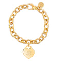 Medium Link 14k Gold Plated Adjustable Hanging Heart Charm Bracelet - charmulet-2020