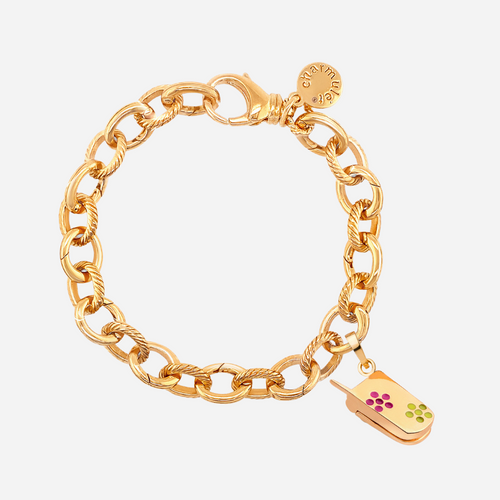 14k Gold Plated Adjustable Charm Bracelet with Cellphone - charmulet-2020