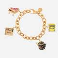 Charm Bracelet 14k Gold Plated With 4 Charms (Black Teapot, enevelop, Piano, Crayons) - charmulet-2020