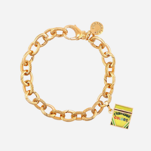 14k Gold Plated Adjustable Charm Bracelet with Crayon Charm - charmulet-2020