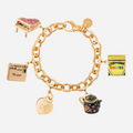Charm Bracelet 14k Gold Plated With 4 Charms (Black Teapot, Heart, enevelop, Piano, Crayons) - charmulet-2020