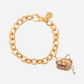 14k Gold Plated Adjustable Charm Bracelet with Cream Purse - charmulet-2020