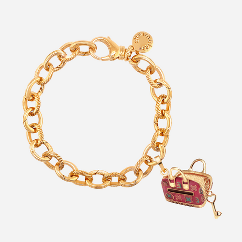 14k Gold Plated Adjustable Charm Bracelet with Red Bag - charmulet-2020