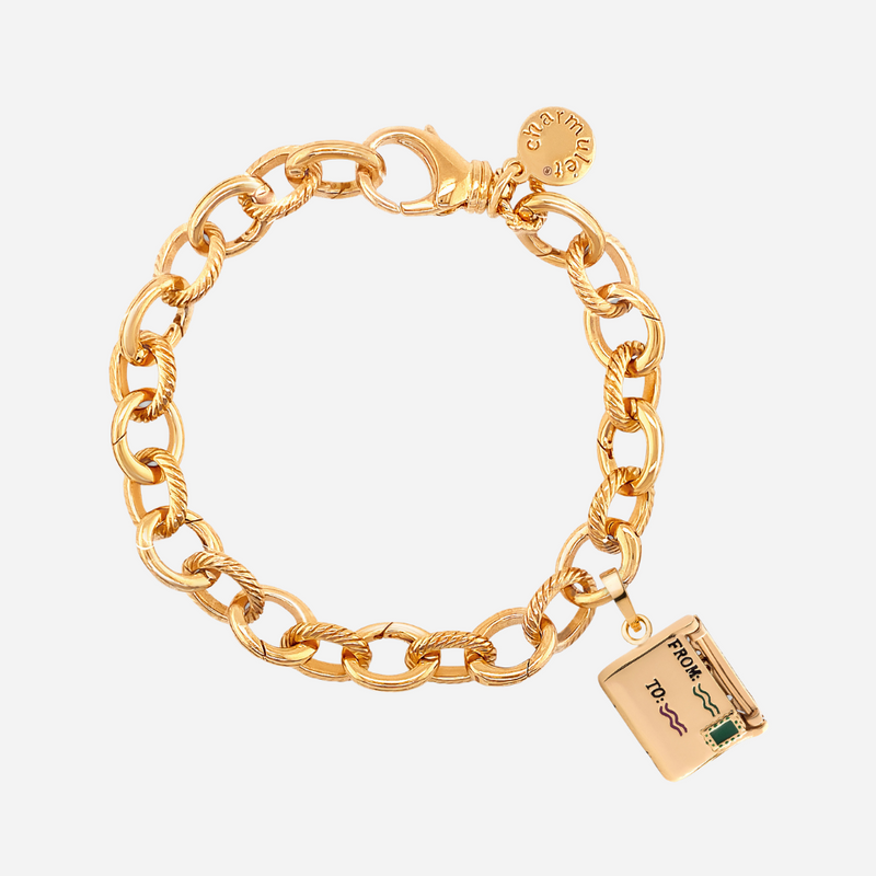 14k Gold Plated Adjustable Charm Bracelet with Envelope - charmulet-2020