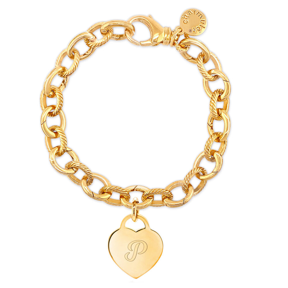 Buy Yellow Chimes Crafted Links Silver-toned Chain Heart Charm Bracelet  Online